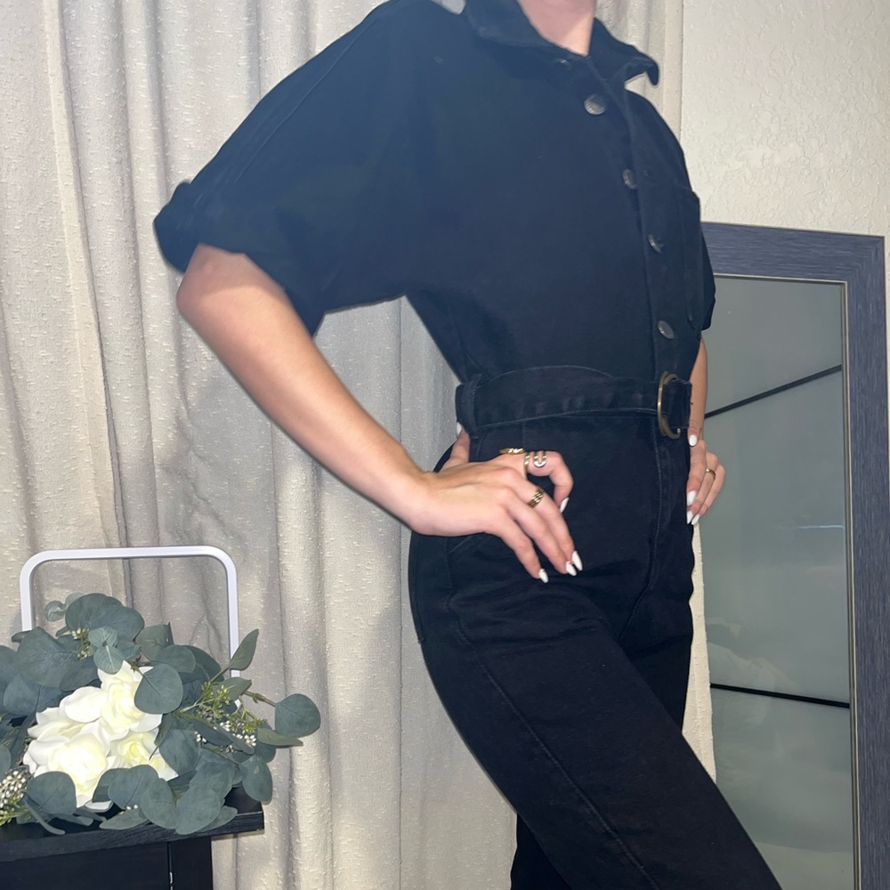 Black Jean Jumpsuit